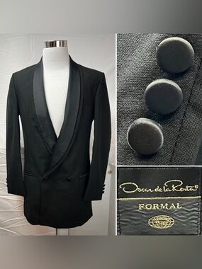 Oscar De La Renta Vintage Men’s 38L 38XL Black Tuxedo Jacket Shawl Collar USA